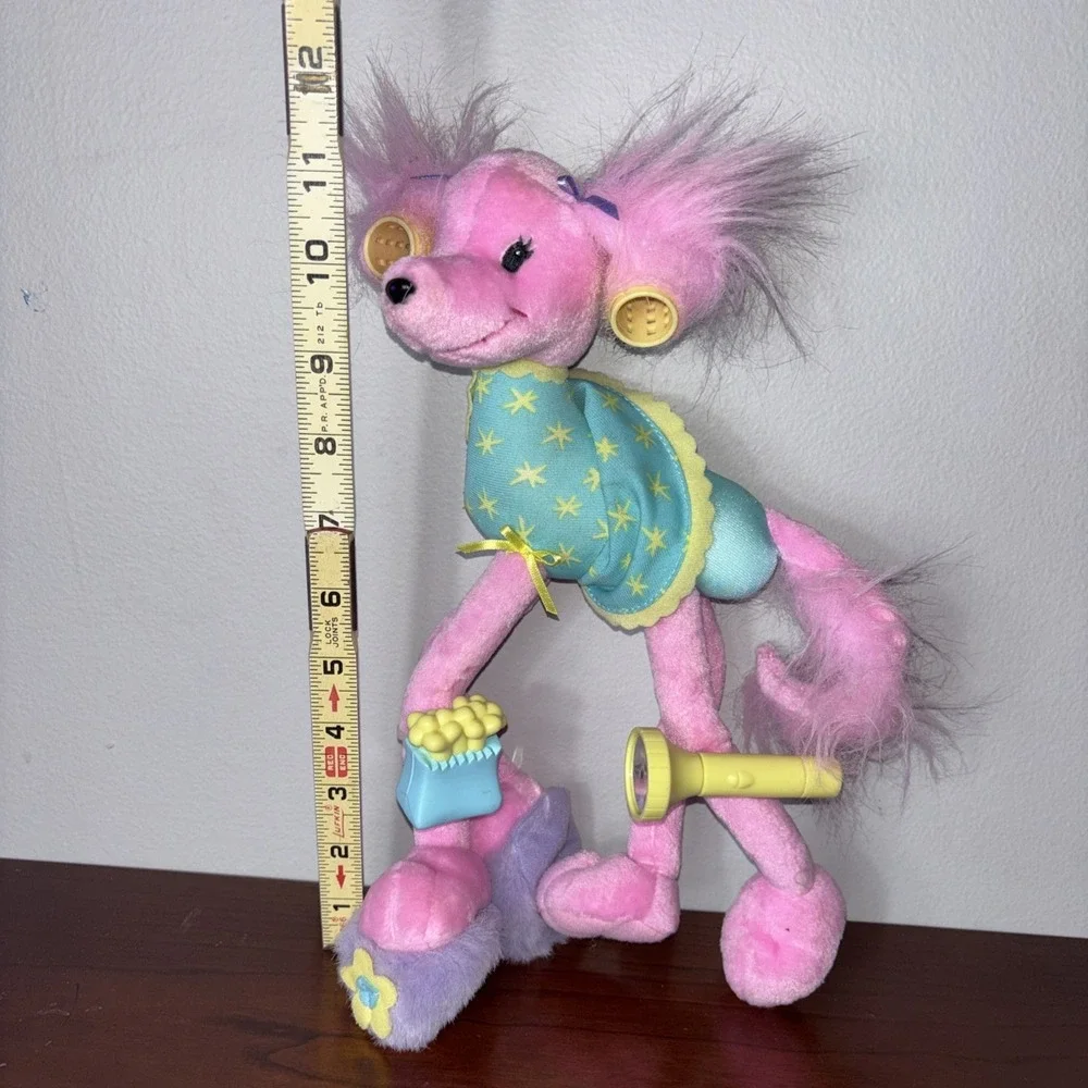Vintage 2001 Mattel Barbie Pose Me Pink Poodle Pet Dog Plush Toy 3541WC